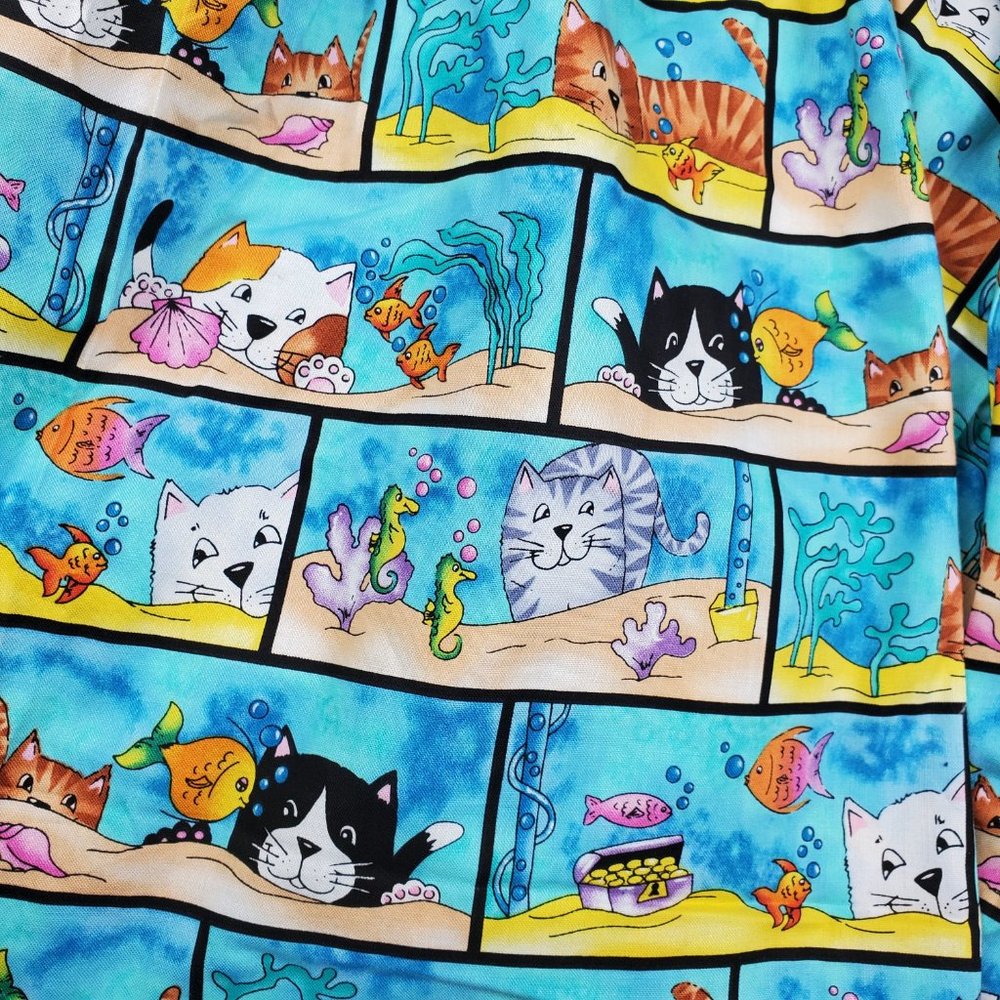 Handmade Kitty Fish Printed Dress 5t/6 - Picture 2 of 3